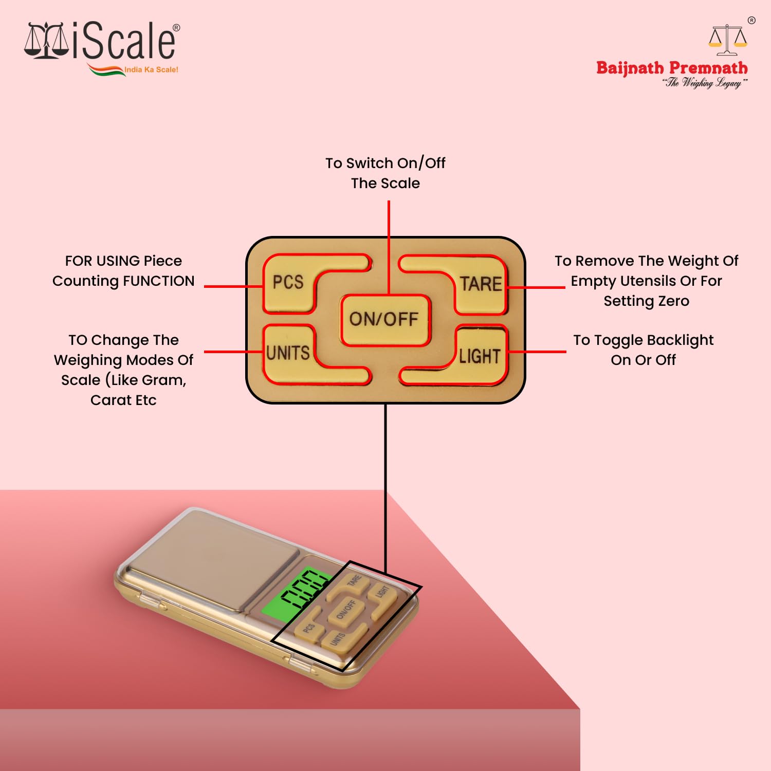 Baijnath Premnath Iscale Kes Pocket Scale - 200G X 0.01G Precision, Ideal For Jewelry & Chemical Weighing, Home & Goldsmith Use